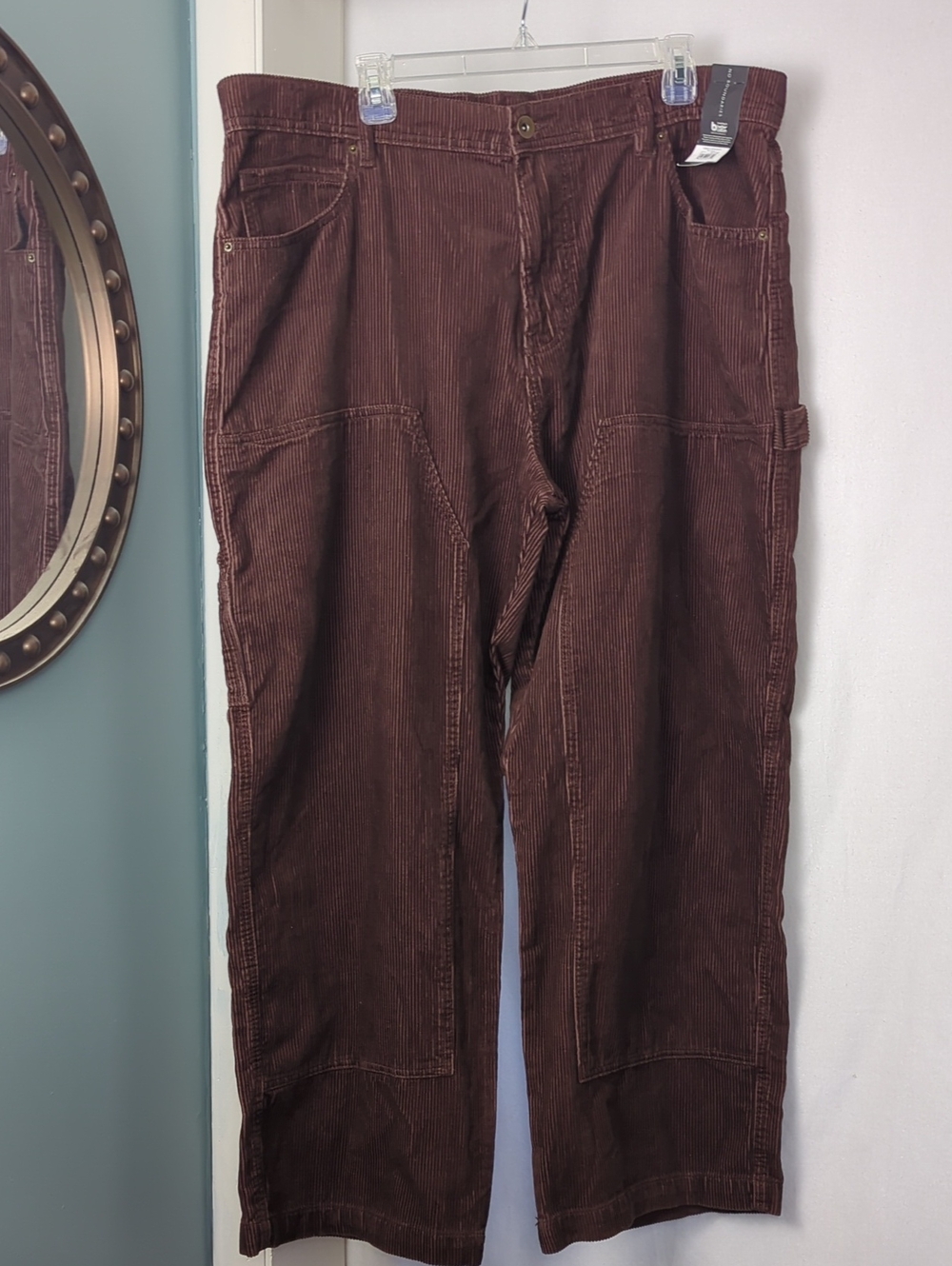Men's 40X31 Brown Corduroy Carpenter Pants Wide Straight Leg